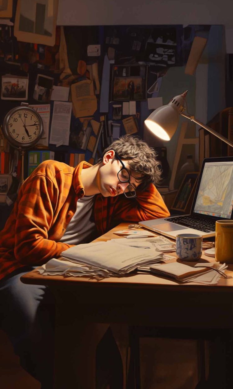 brompotter_a_graphic_design_student_bored_head_on_table_sleepin_5e74d303-fd7f-4c0a-bb48-fcea6a0baa0c